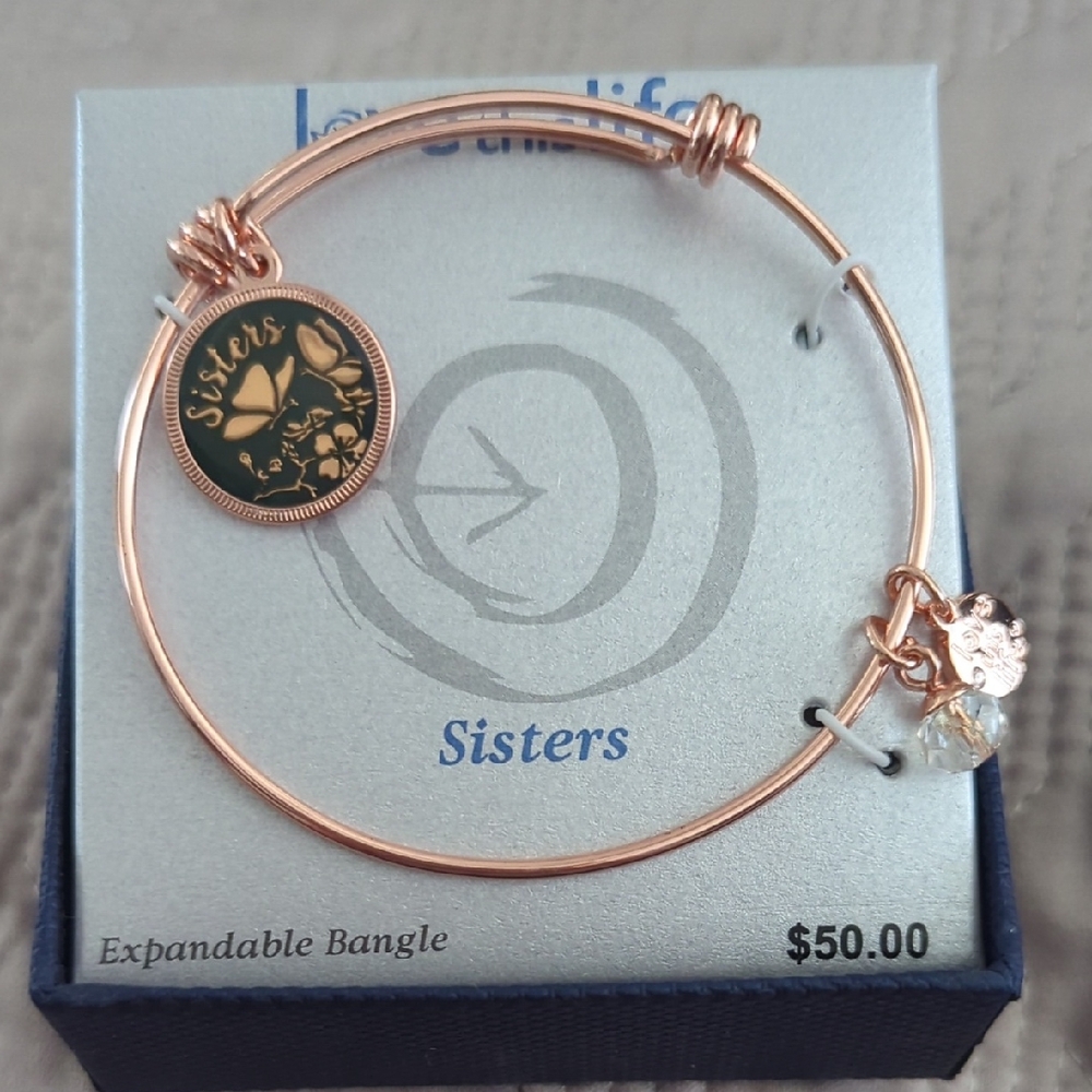 Elegant Rose Gold Sisters Charm Bracelet